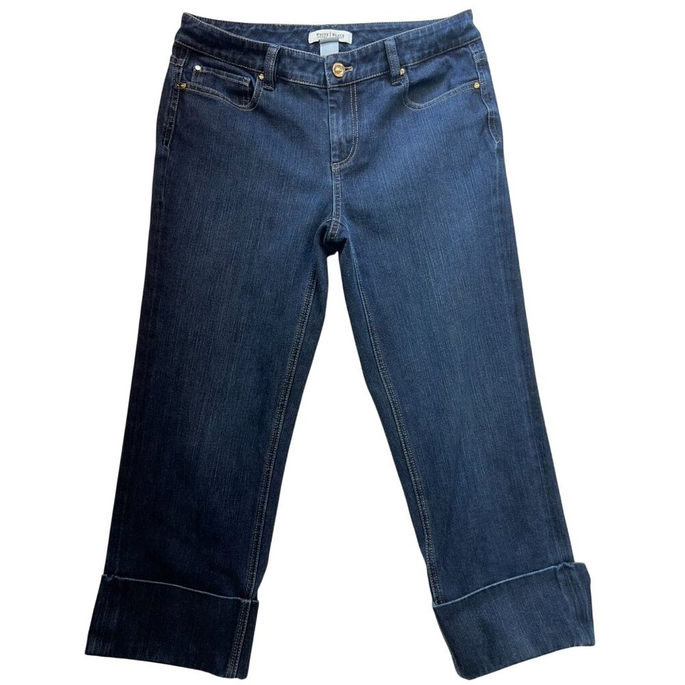 White House Black Market Women's Blanc Capri Jeans Stretch Denim Size 6 Blue